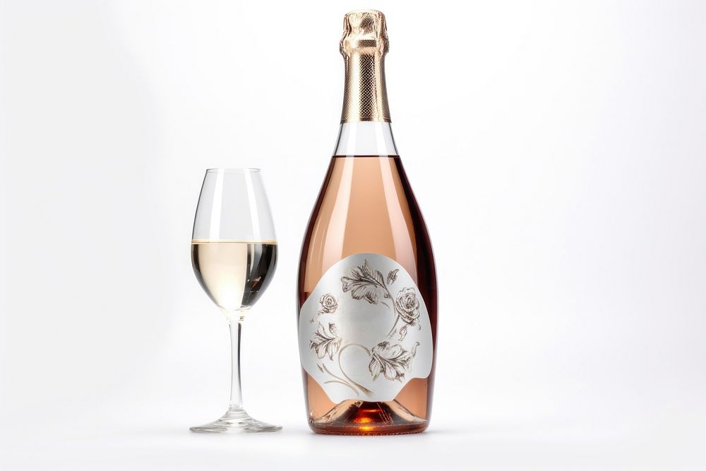 1 champange bottle glass drink wine. AI generated Image by rawpixel.
