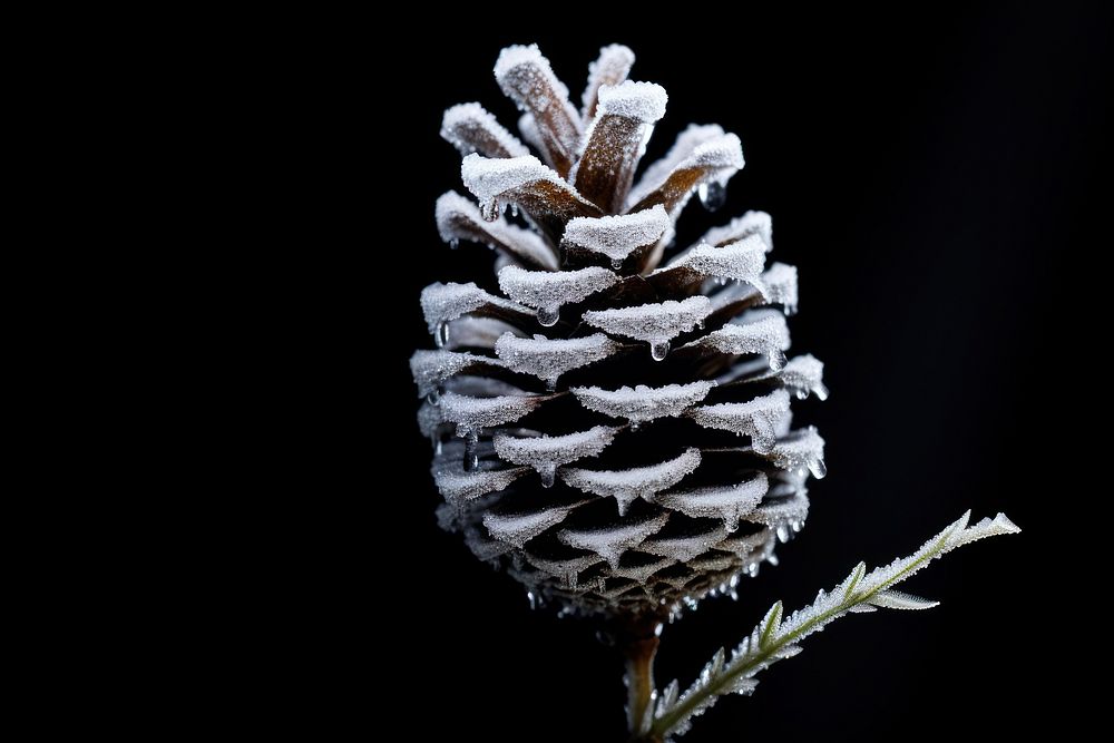1 frosty pine cone outdoors nature plant. AI generated Image by rawpixel.