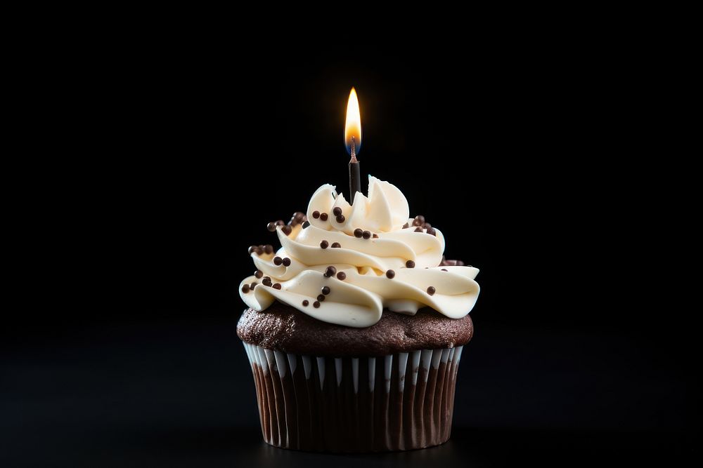 Cupcake dessert candle cream. AI generated Image by rawpixel.