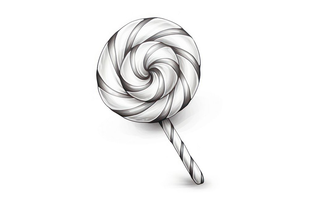 Candy cane sketch bw lollipop food white background. AI generated Image by rawpixel.