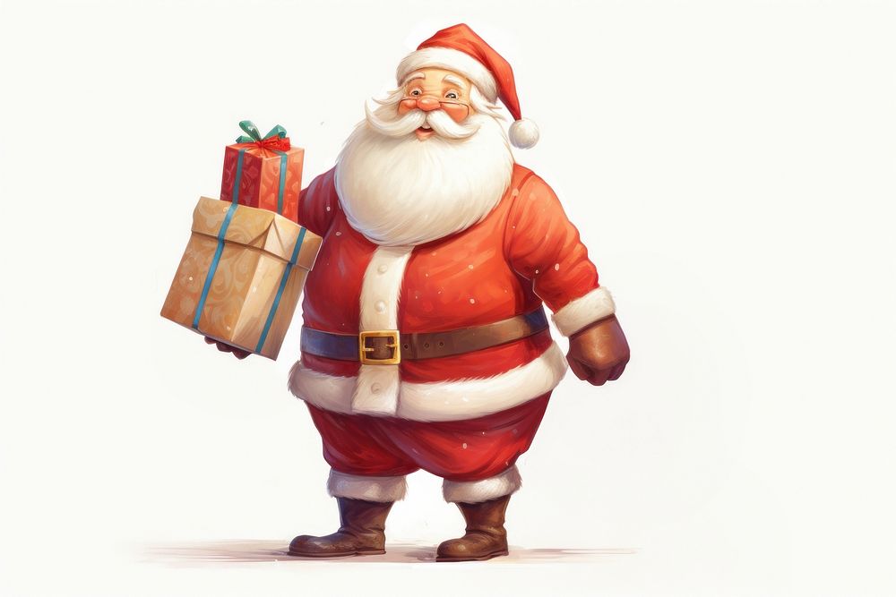 Santa Claus carrying big bag gift white background celebration. AI generated Image by rawpixel.