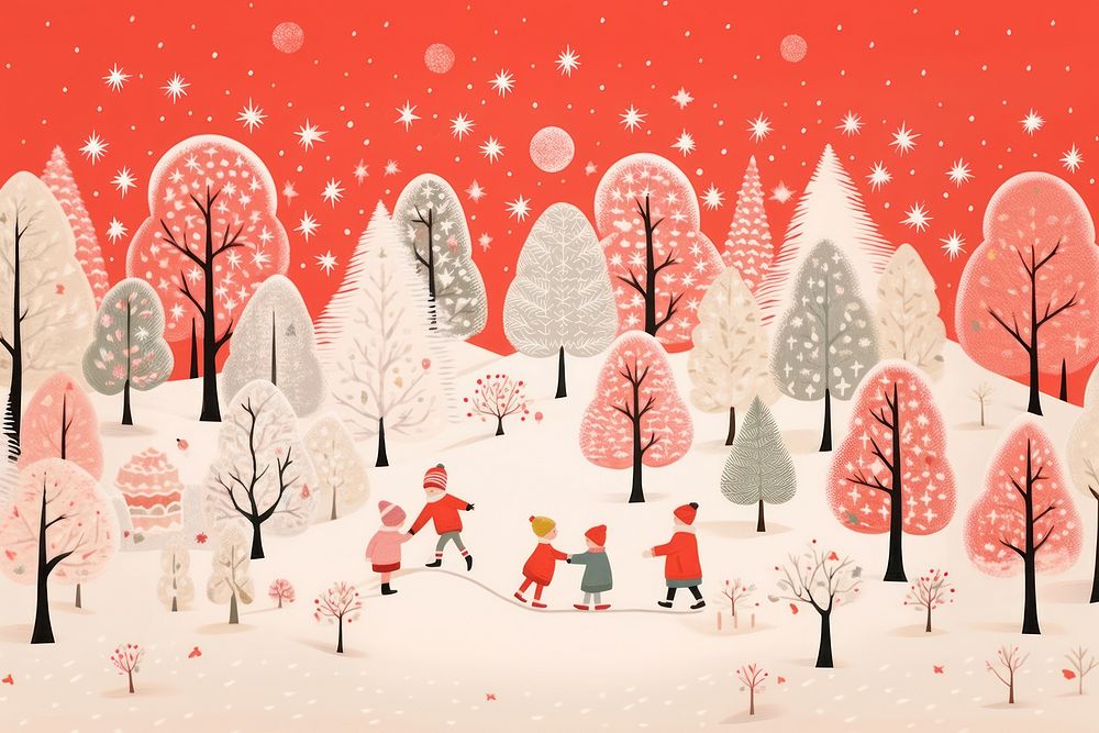 Children christmas snow outdoors. AI generated Image by rawpixel.