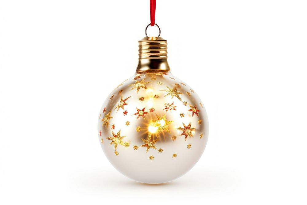 Christmas bulb hanging lightbulb white background illuminated. AI generated Image by rawpixel.