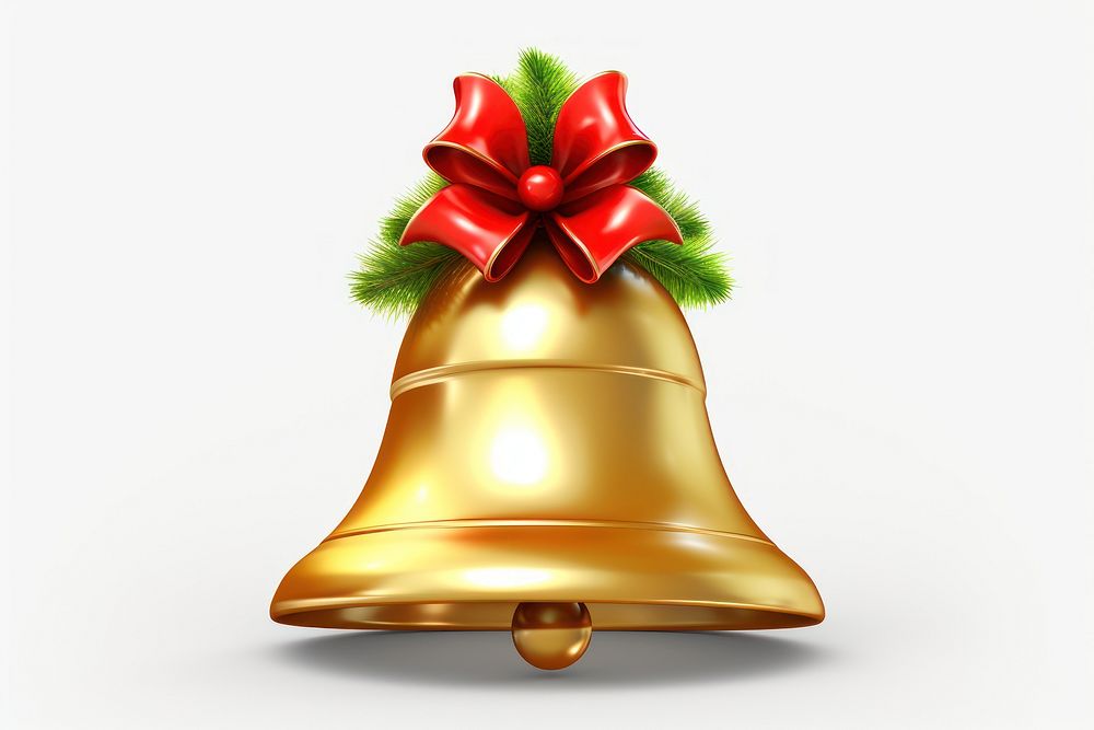 Christmas bell 3d cartoon white background celebration decoration. AI generated Image by rawpixel.