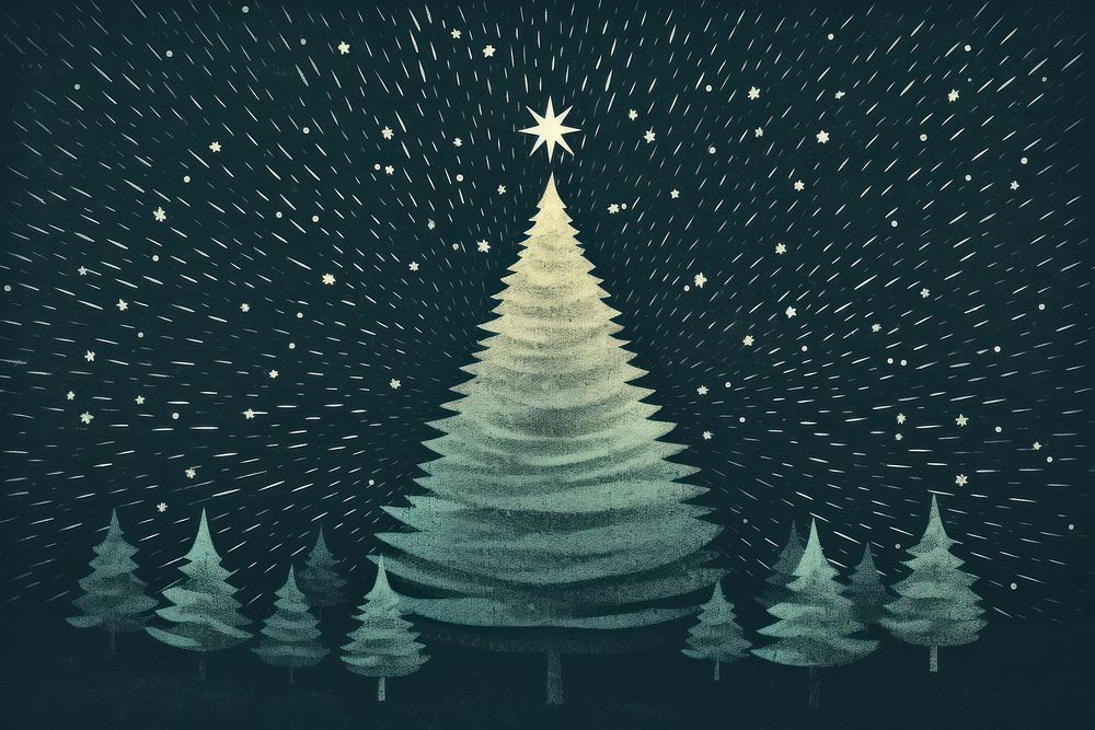 Christmas tree nature night plant. AI generated Image by rawpixel.