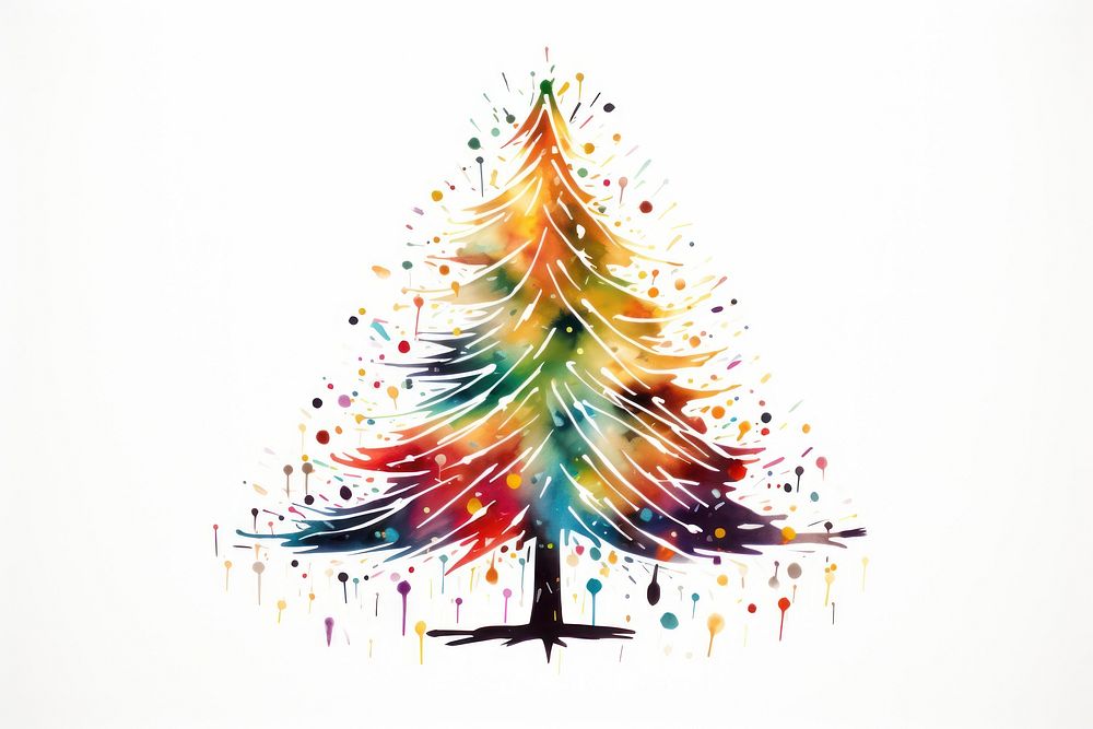 Christmas tree doodle minimal abstract plant white background celebration. AI generated Image by rawpixel.