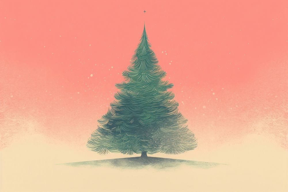 Christmas tree sketch plant fir. AI generated Image by rawpixel.