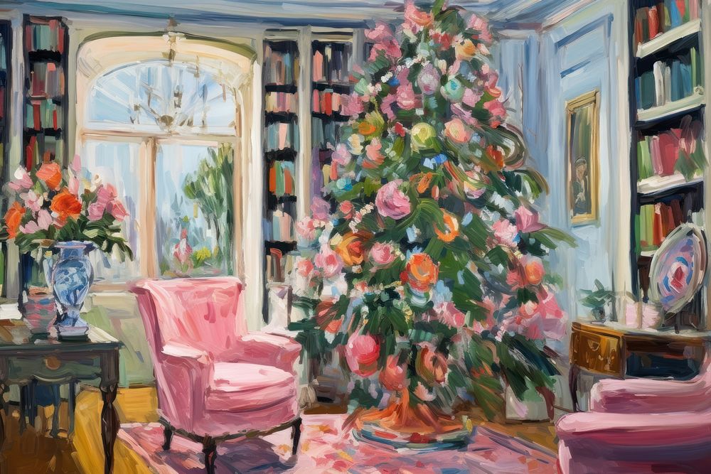 Christmas tree furniture painting chair. AI generated Image by rawpixel.