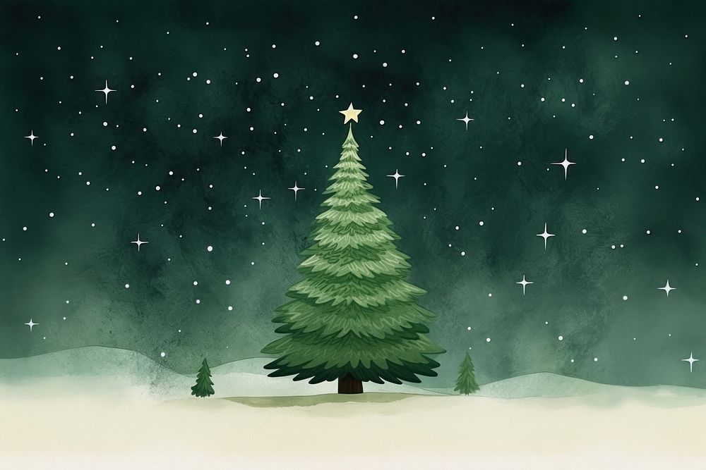 Christmas tree nature plant night. AI generated Image by rawpixel.