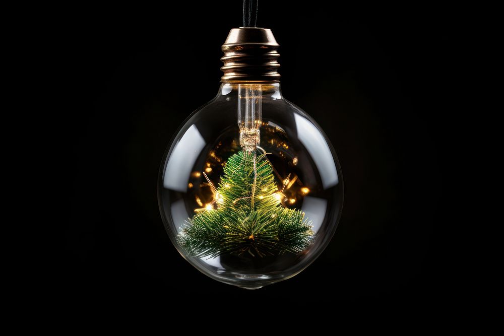 Crystal clear christmas bulb lightbulb lamp black background. AI generated Image by rawpixel.
