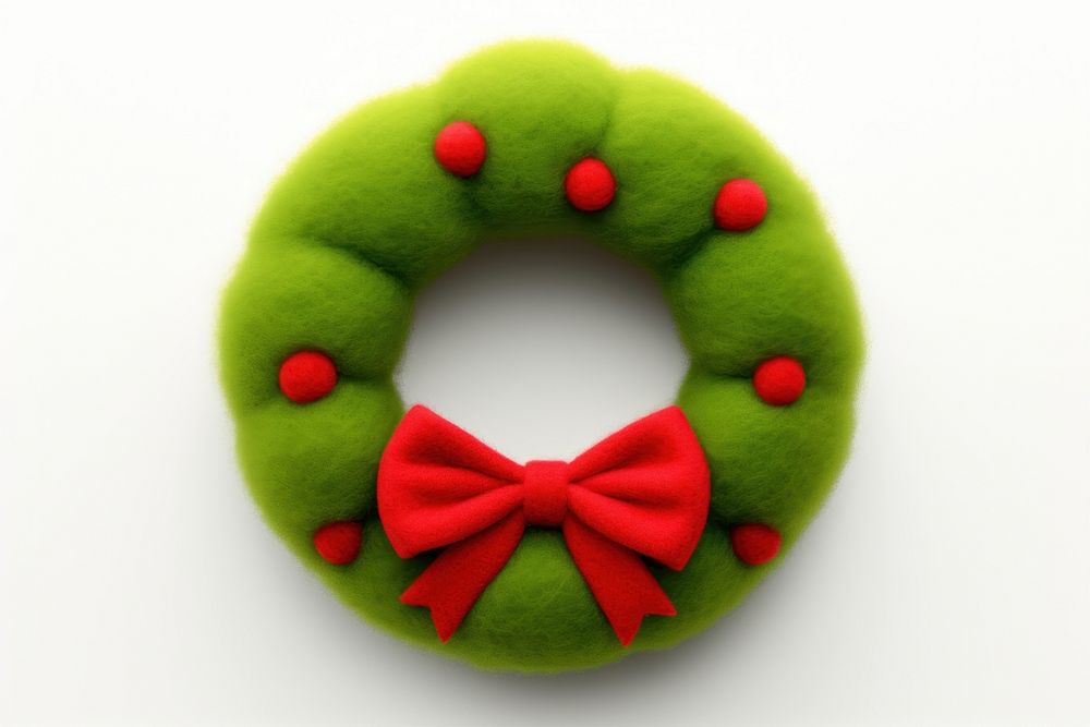 Wreath christmas ribbon white background. AI generated Image by rawpixel.