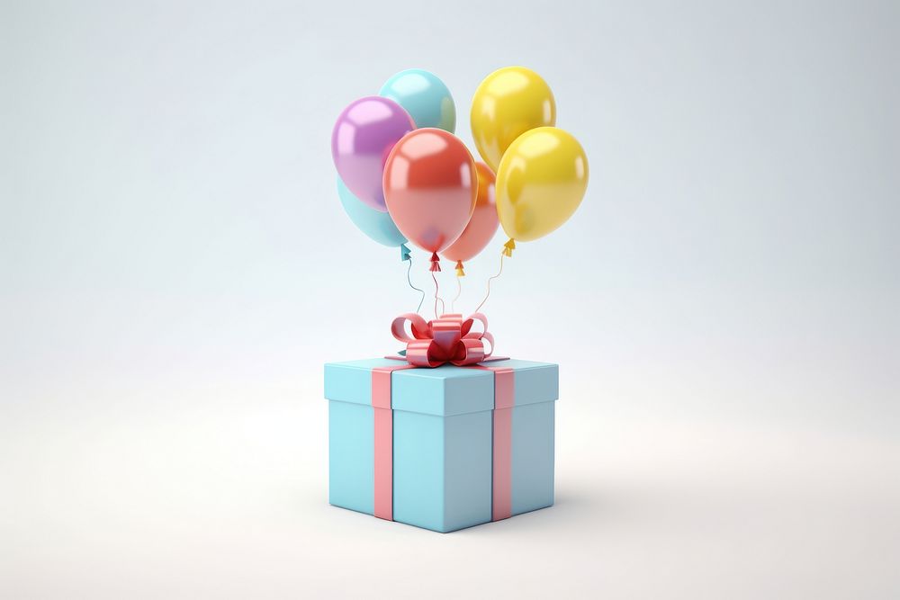 Gift box balloon anniversary celebration. AI generated Image by rawpixel.