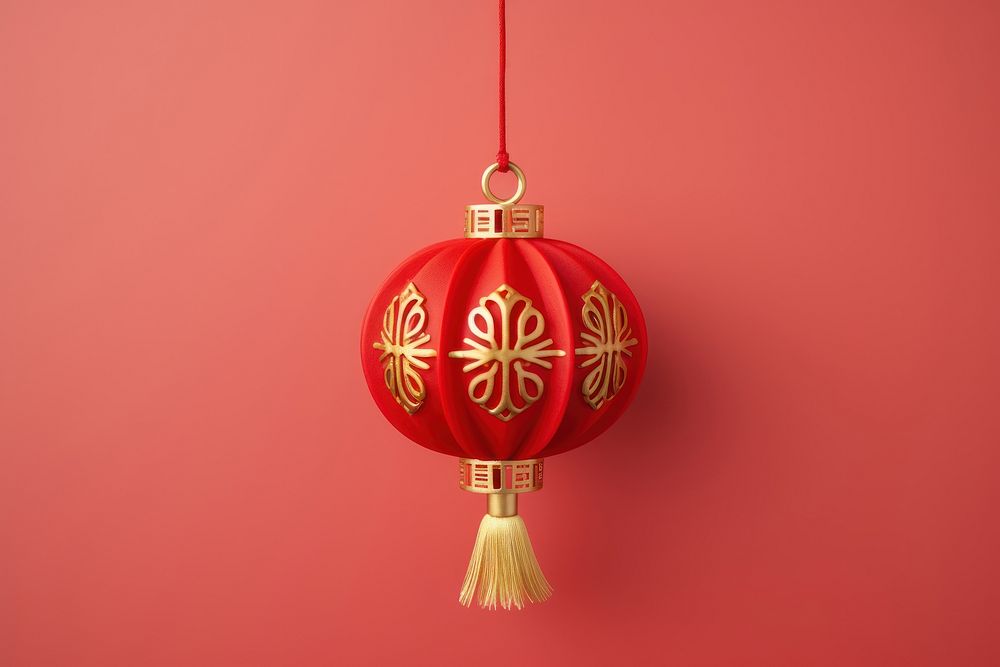 Lantern hanging gold red. AI generated Image by rawpixel.