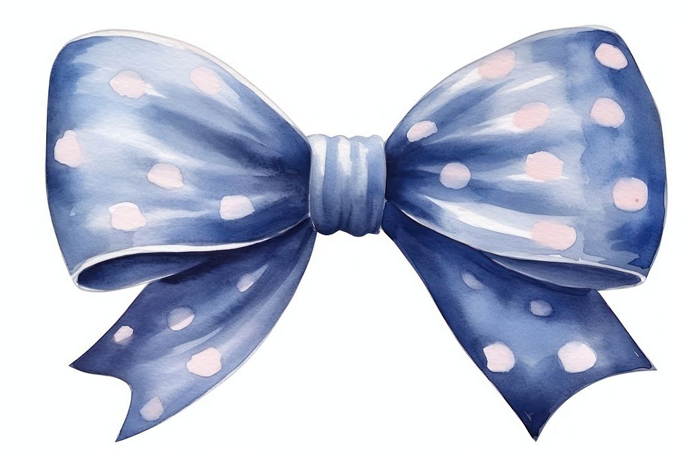 Blue bow watercolor white background accessories accessory. AI generated Image by rawpixel.