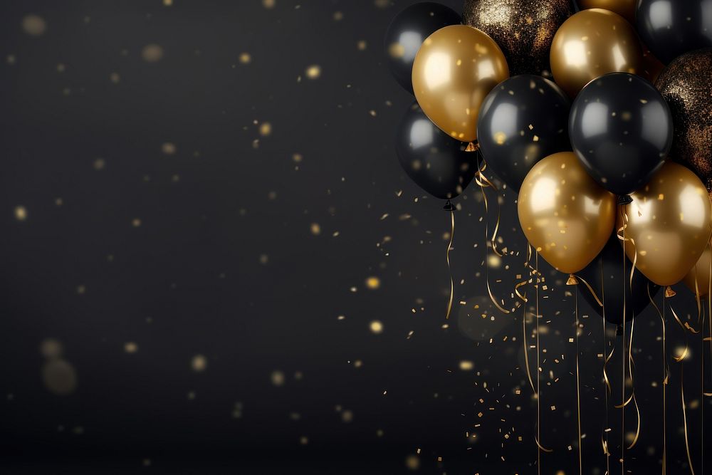 Balloons gold illuminated celebration. AI generated Image by rawpixel.
