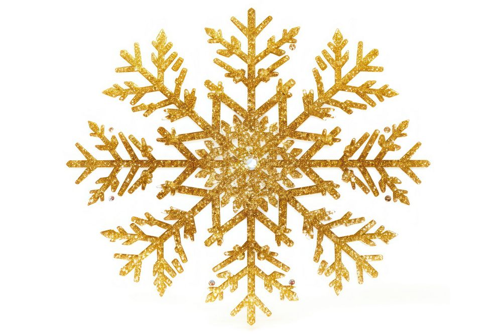 Gold glitter snowflake white background celebration decoration. AI generated Image by rawpixel.