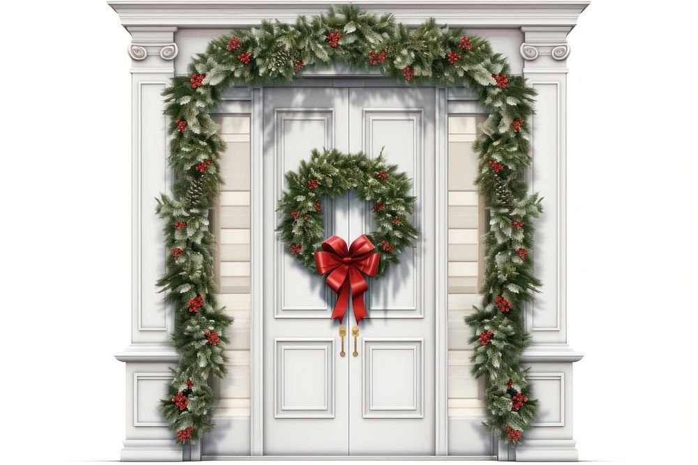 Christmas wreath door architecture. AI generated Image by rawpixel.