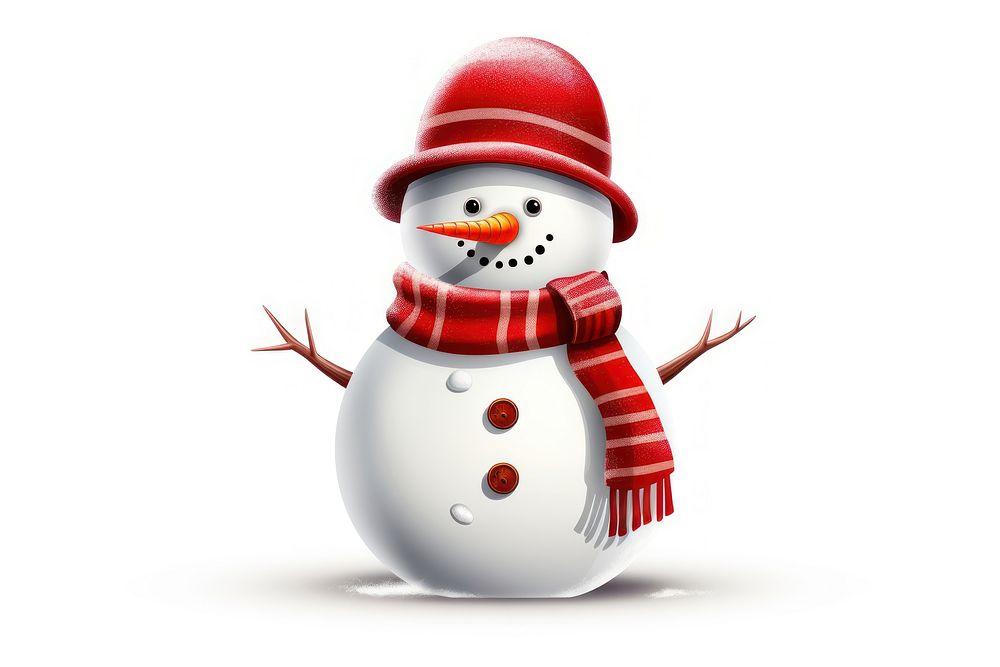 Snowman wears Santa hat snowman winter white. AI generated Image by rawpixel.