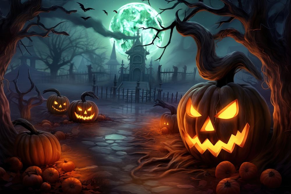 Halloween halloween pumpkin lantern. AI generated Image by rawpixel.
