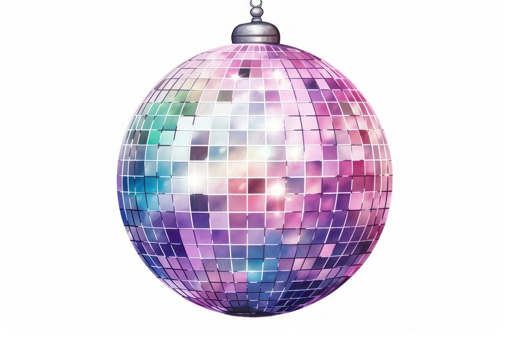 Disco ball watercolor sphere white background illuminated. AI generated Image by rawpixel.