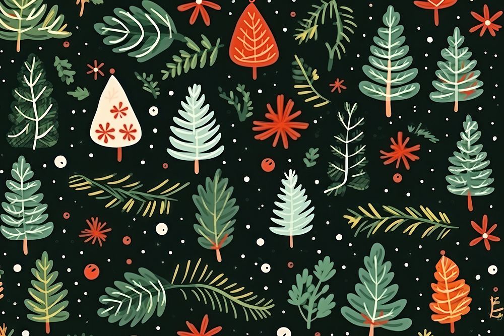 Christmas pattern plant tree. AI generated Image by rawpixel.