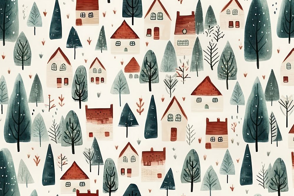 Roof houses christmas pattern plant. AI generated Image by rawpixel.