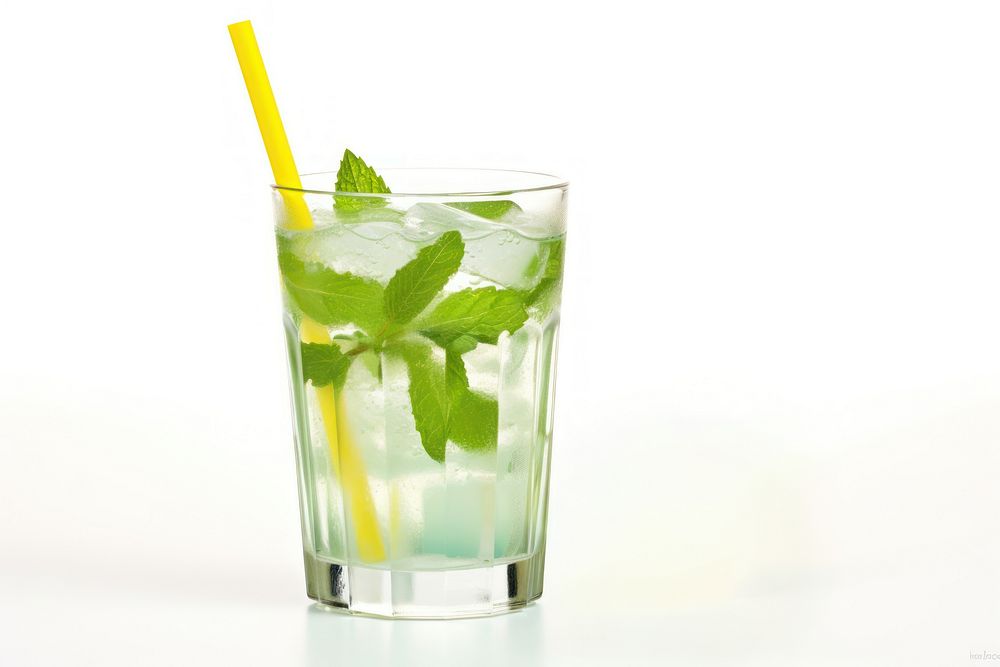 Mojito cocktail drink straw. AI generated Image by rawpixel.
