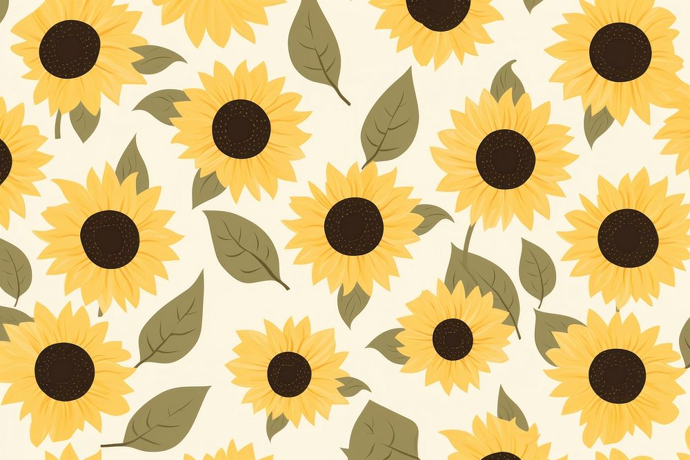 Sunflower pattern backgrounds plant. AI generated Image by rawpixel.