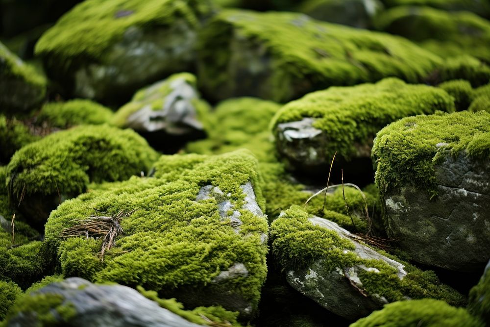 Moss rocks nature backgrounds vegetation. AI generated Image by rawpixel.