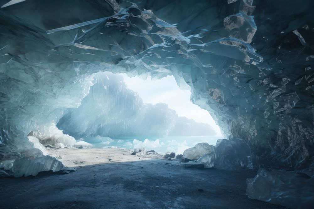 Glacier cave glacier nature mountain. AI generated Image by rawpixel.