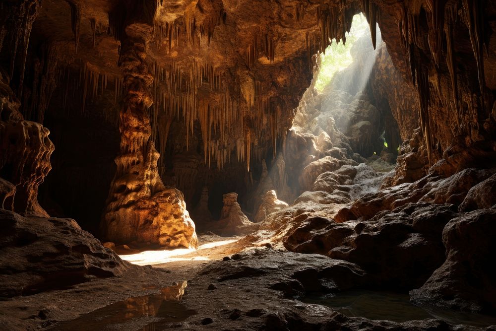 Stalagmite cave nature stalagmite outdoors. AI generated Image by rawpixel.