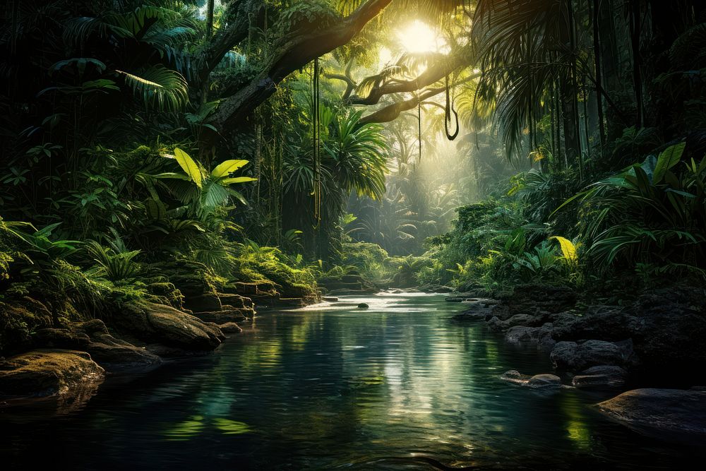 Tropical forest nature vegetation landscape. AI generated Image by rawpixel.