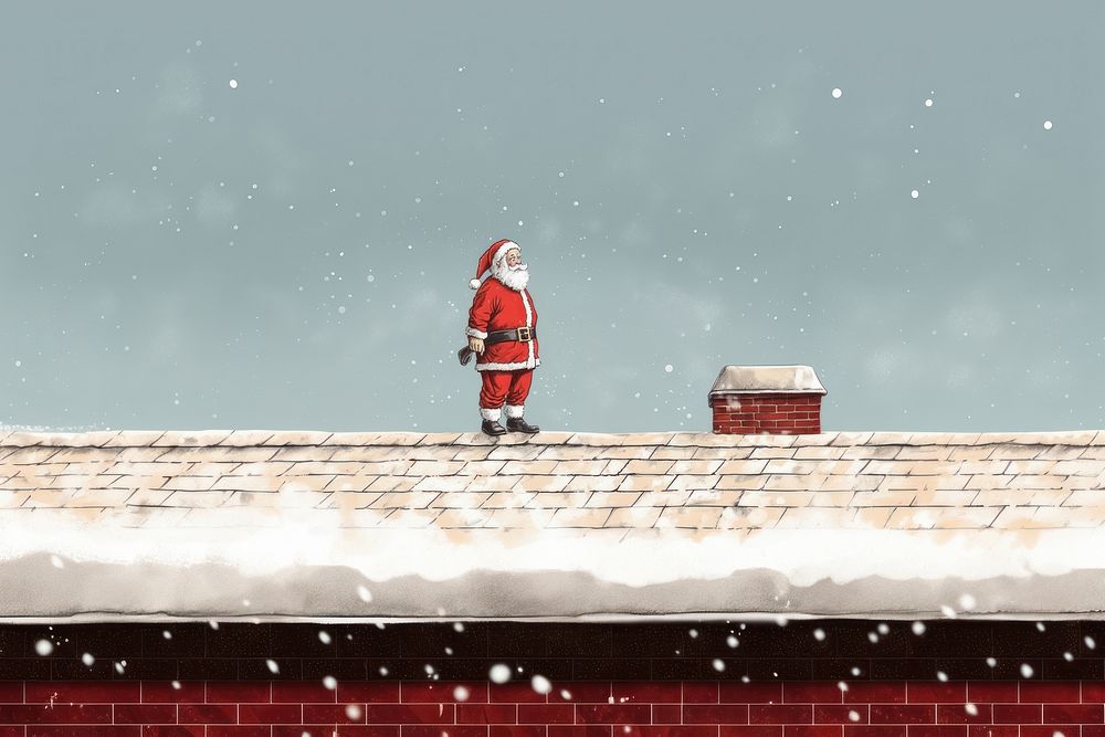 Santa claus outdoors roof snow. AI generated Image by rawpixel.