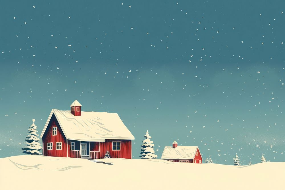 Santa riding sleigh house architecture christmas. AI generated Image by rawpixel.