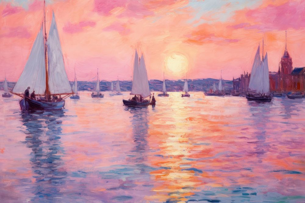 Avantgarde du port sailboat painting outdoors. AI generated Image by rawpixel.