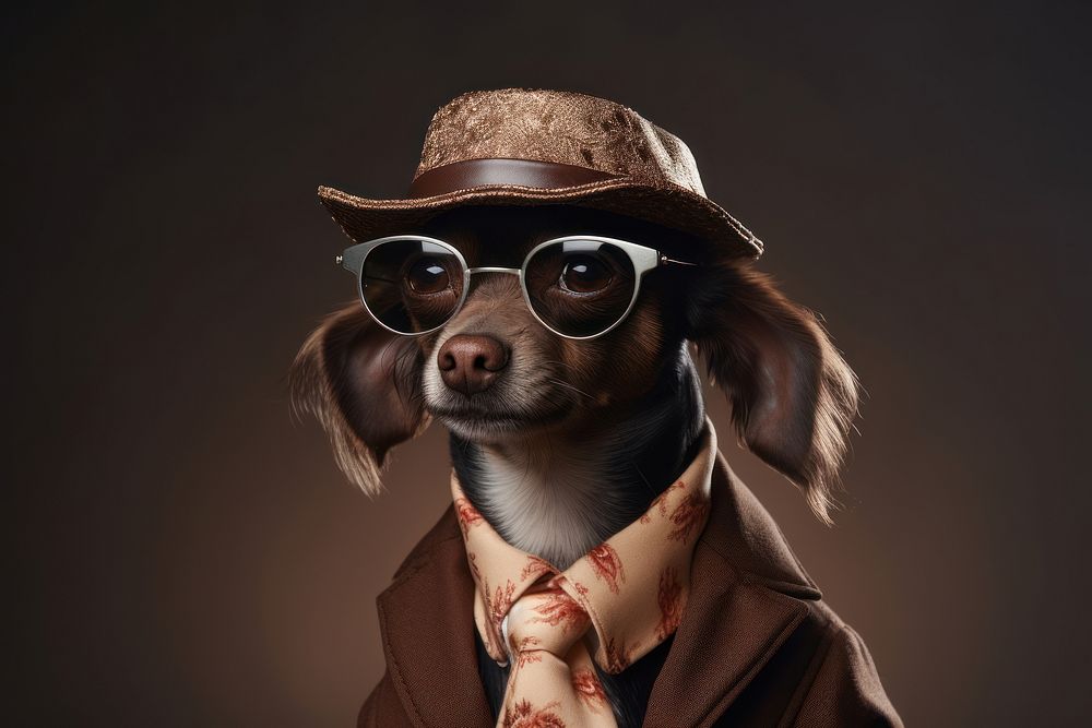 Dog fashion look costume portrait sunglasses mammal. AI generated Image by rawpixel.