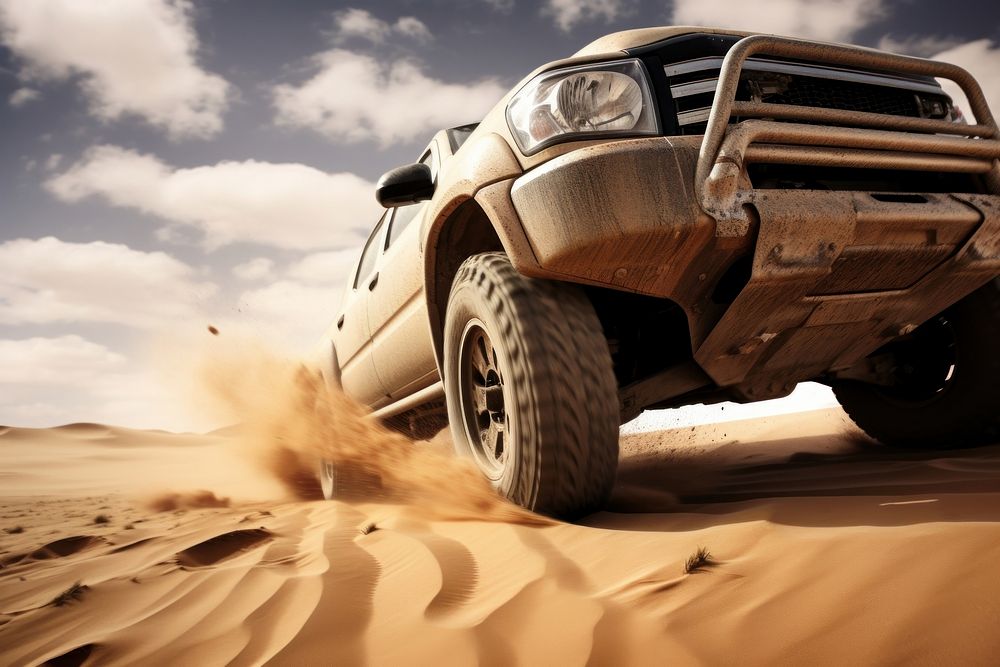 Truck car outdoors vehicle desert. AI generated Image by rawpixel.