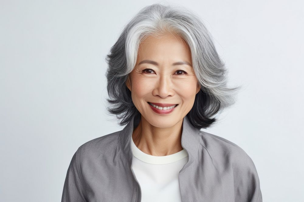 Elderly senior model asian woman portrait smiling adult. AI generated Image by rawpixel.