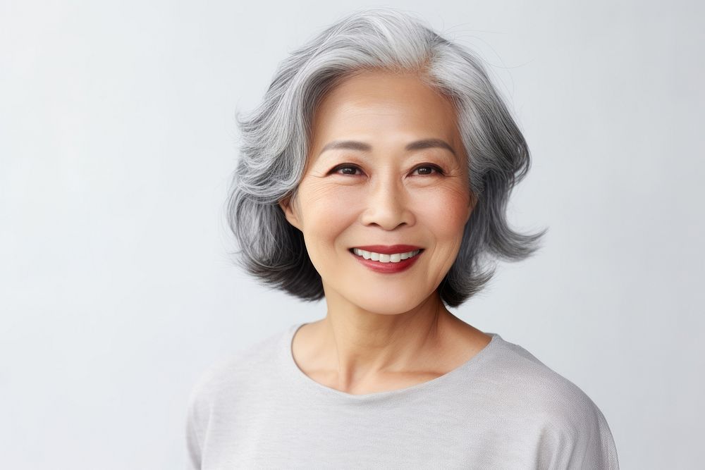 Elderly senior model asian woman portrait smiling adult. AI generated Image by rawpixel.