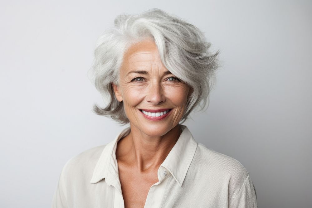 Senior model woman portrait laughing smiling. AI generated Image by rawpixel.