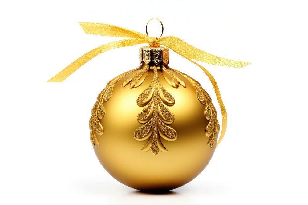 Christmas golden ball white background illuminated celebration. AI generated Image by rawpixel.