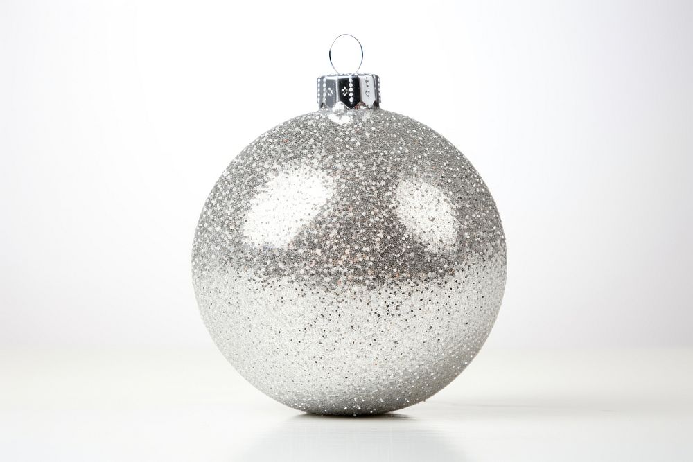 Silver glitter Christmas ball christmas silver white background. AI generated Image by rawpixel.