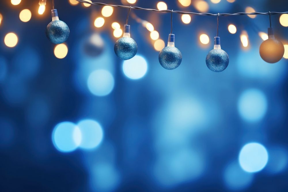 Blue blurred bokeh background lighting backgrounds christmas. AI generated Image by rawpixel.