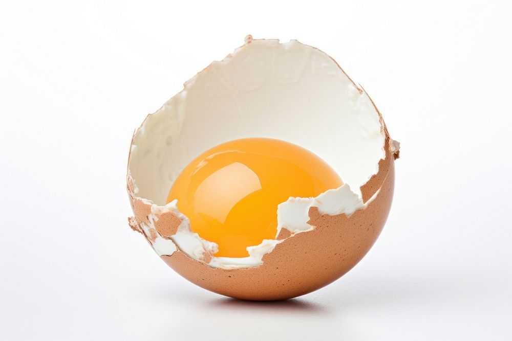 Egg with cracks food white background misfortune. AI generated Image by rawpixel.