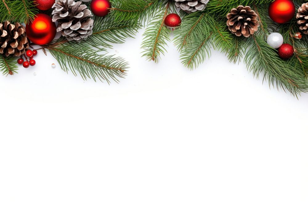 Frame border christmas fir tree decoration backgrounds plant white background. AI generated Image by rawpixel.