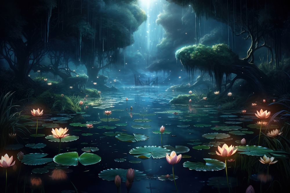 Lotus pond outdoors nature flower. AI generated Image by rawpixel.