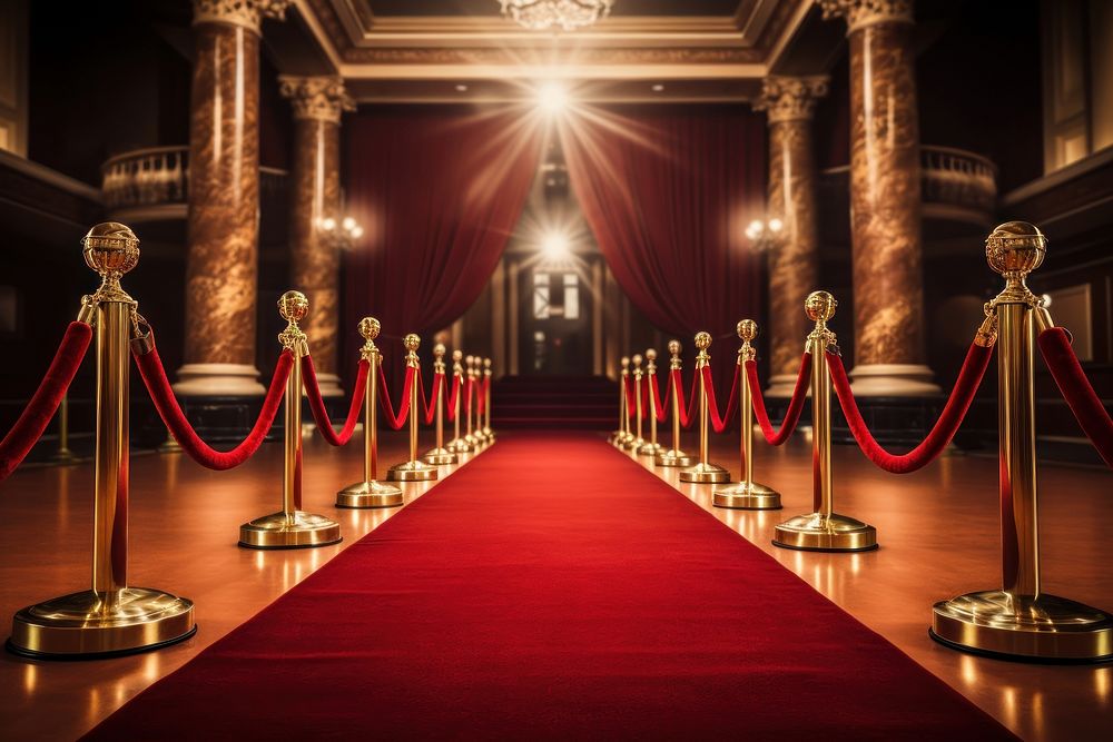 Scene awards background carpet gold red. AI generated Image by rawpixel.