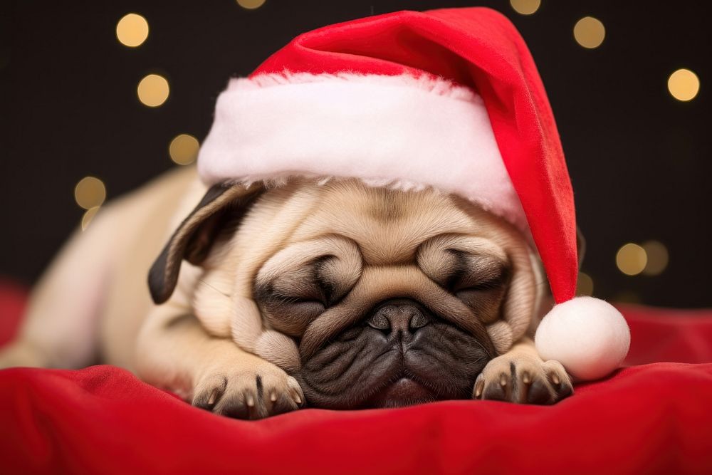 Pug dog christmas mammal animal. AI generated Image by rawpixel.