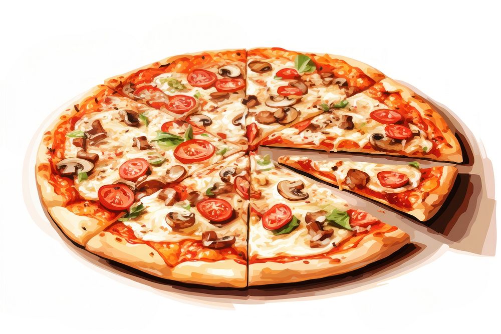 Pizza party food white background mozzarella. AI generated Image by rawpixel.