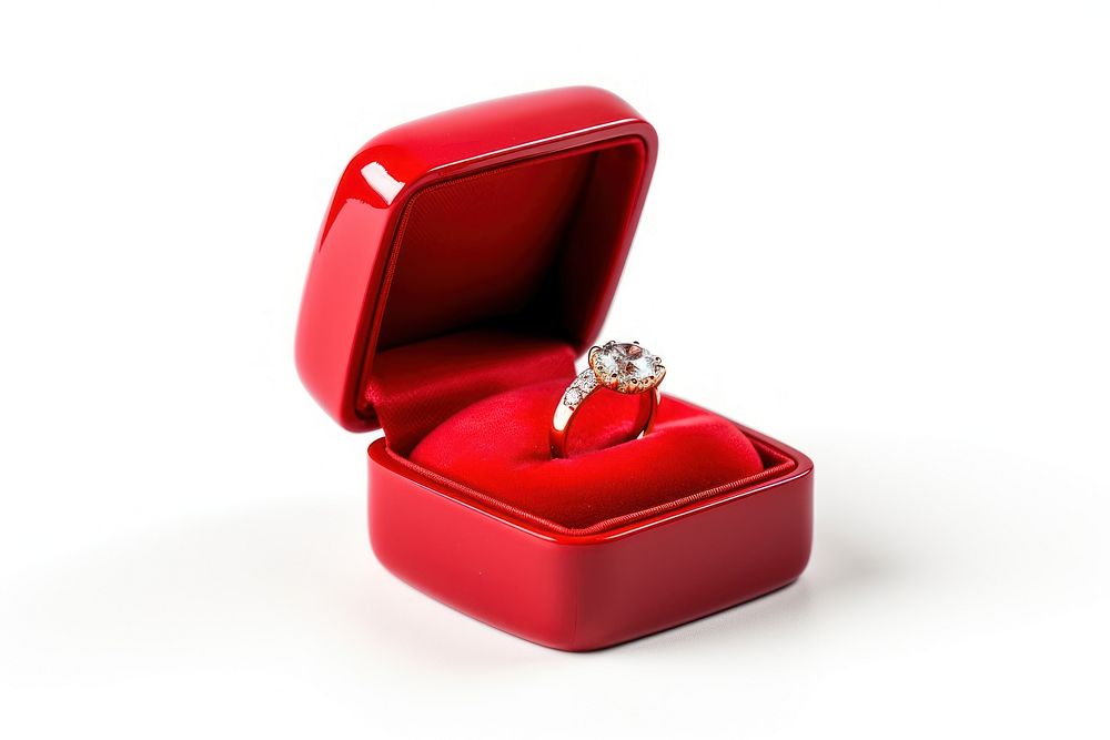 Red ring box gemstone jewelry diamond. AI generated Image by rawpixel.